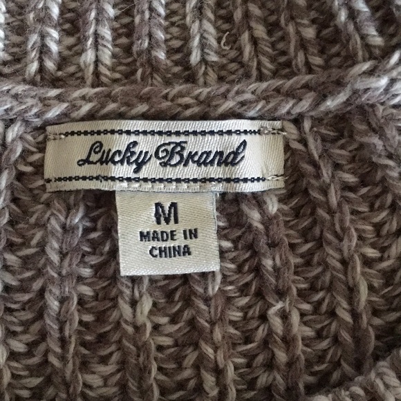 LUCKY BRAND Brown Long Sleeve Cable Knit Pull Over Sweater Wool Blend Women's M - Picture 6 of 7